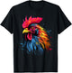 Cool Rooster on Colorful Painted Rooster T-Shirt - T-Shirt | Black
