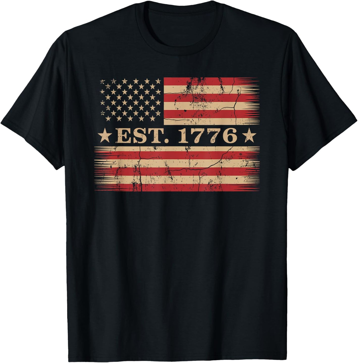 Patriotic 1776 Vintage 4th of July Retro Independence Day T-Shirt - T-Shirt | Black