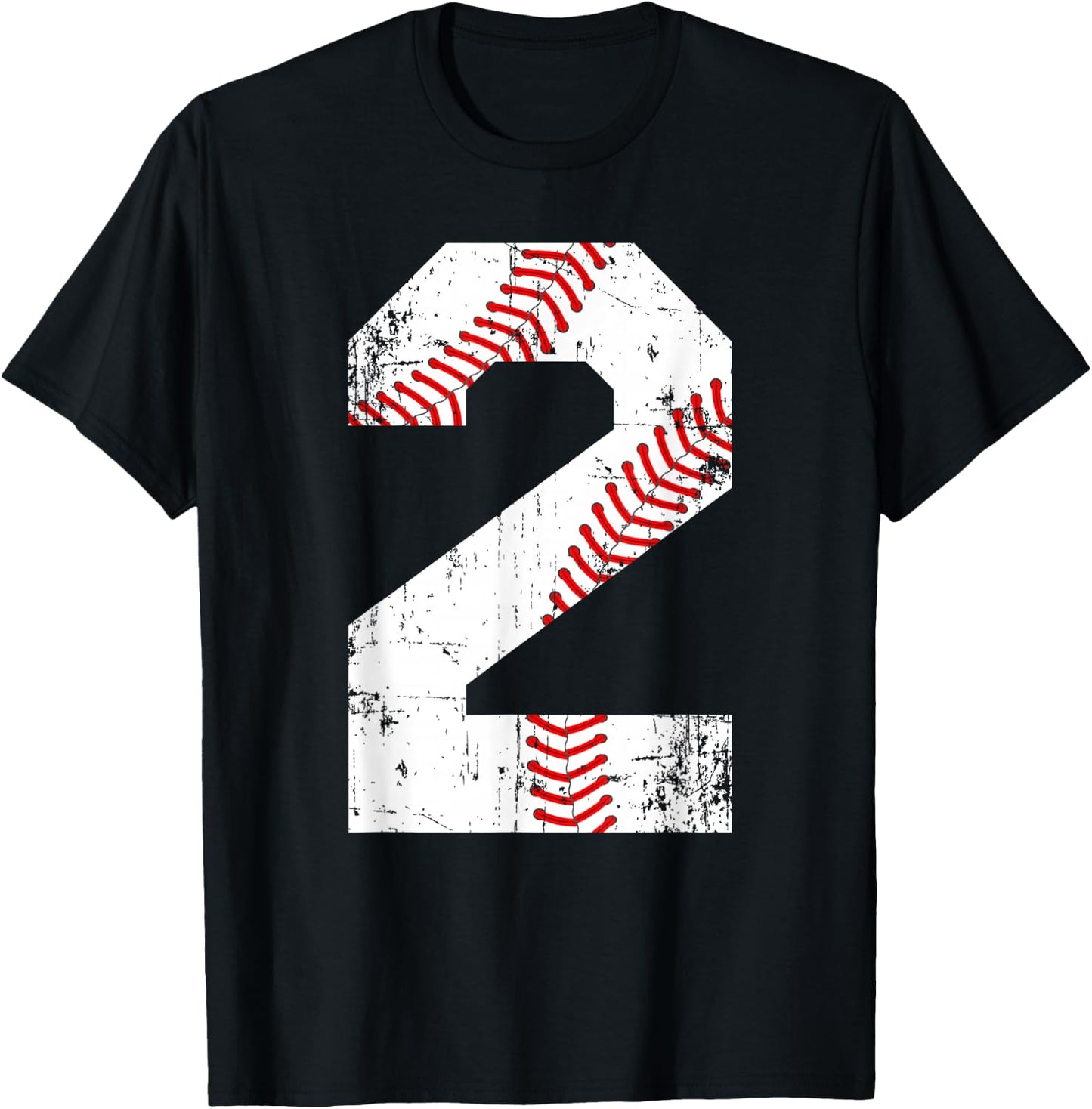 Vintage Baseball 2 Jersey Number T-Shirt - T-Shirt | Black
