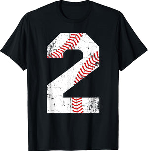 Vintage Baseball 2 Jersey Number T-Shirt - T-Shirt | Black