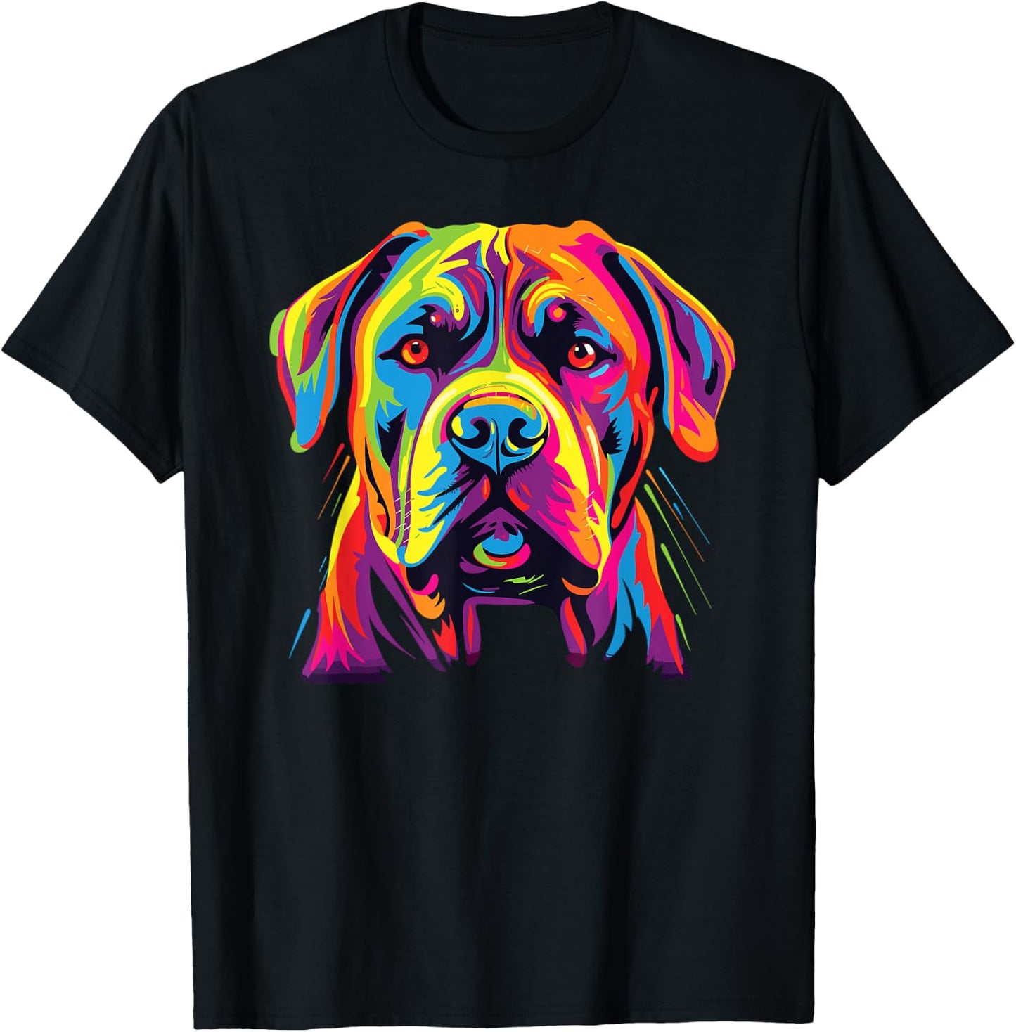 Watercolor Colorful Boerboel Dog Men Women Kids T-Shirt - T-Shirt | Black