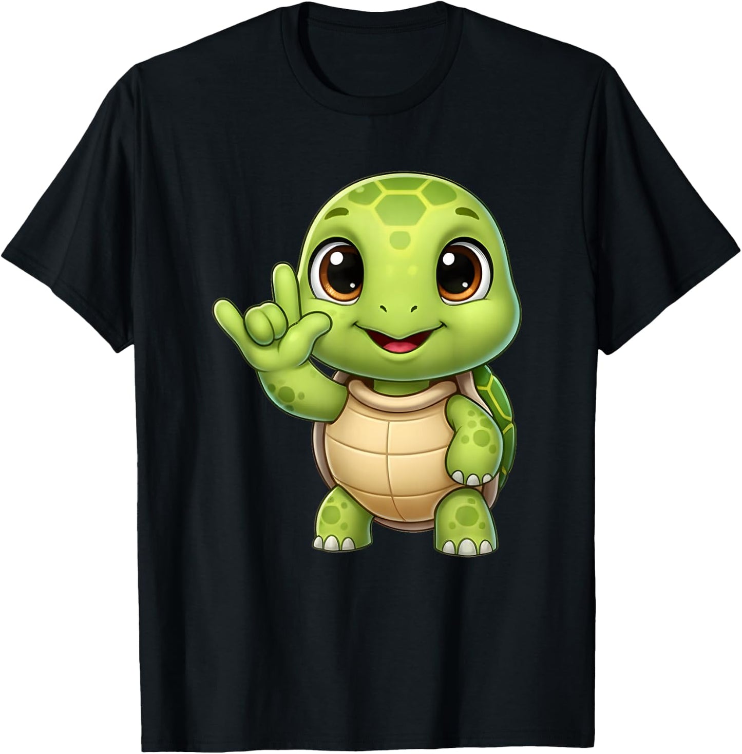 Turtle Love You ASL Sign Language Cute Sea Turtle T-Shirt - T-Shirt | Black