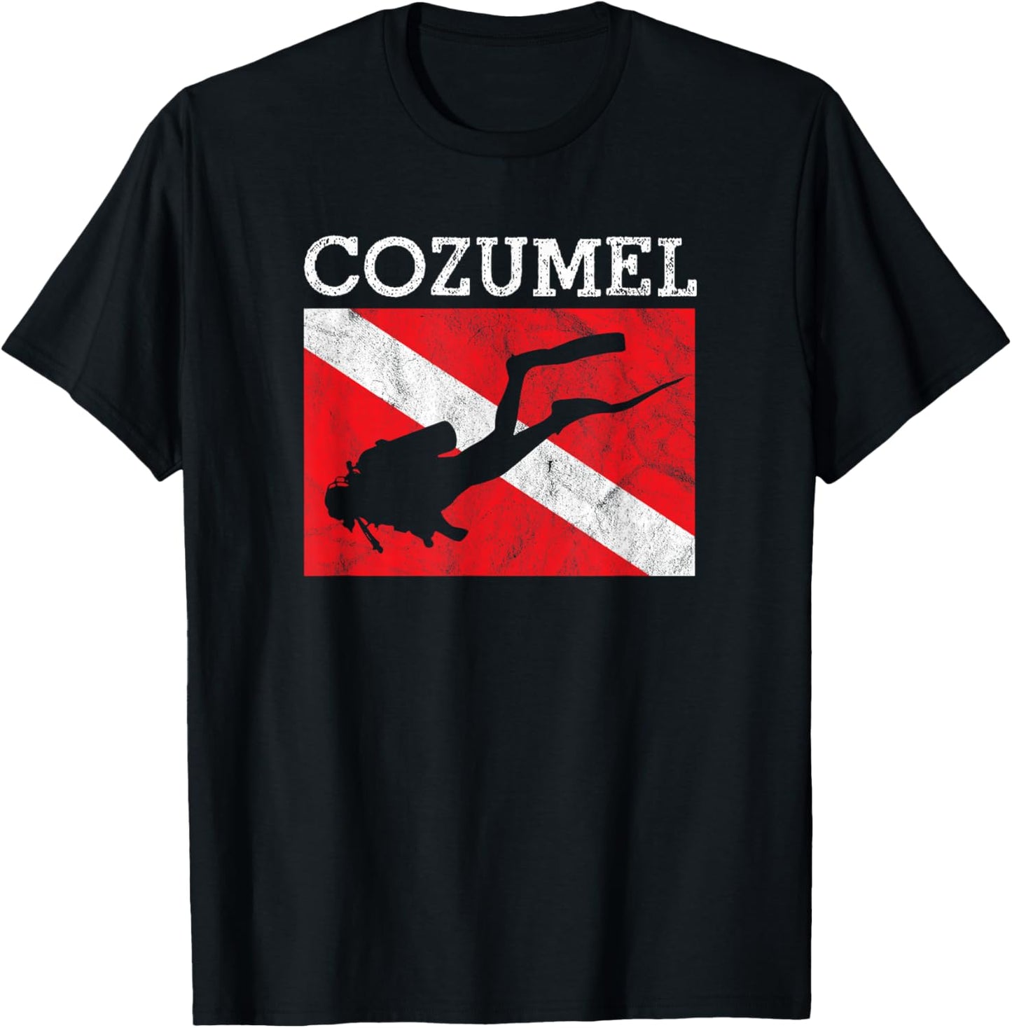 Vintage Cozumel Mexico Scuba Dive Flag Vacation Souvenir T-Shirt - T-Shirt | Black