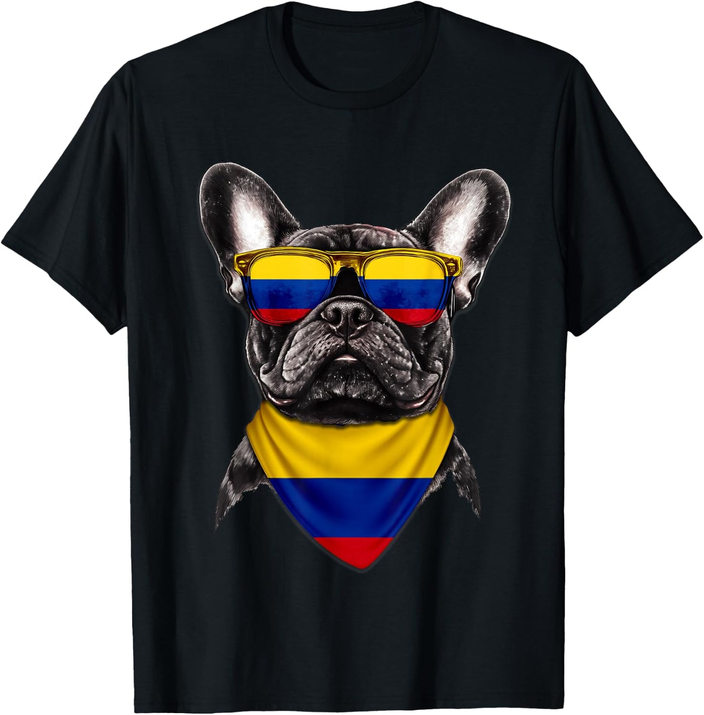 Colombian Flag American French Bulldog Heritage Colombia T-Shirt - T-Shirt | Black