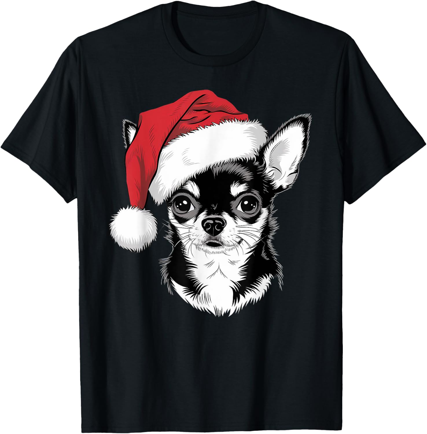 Joyful Chihuahua Santa Dog on Chihuahua Christmas Women Kids T-Shirt - T-Shirt | Black