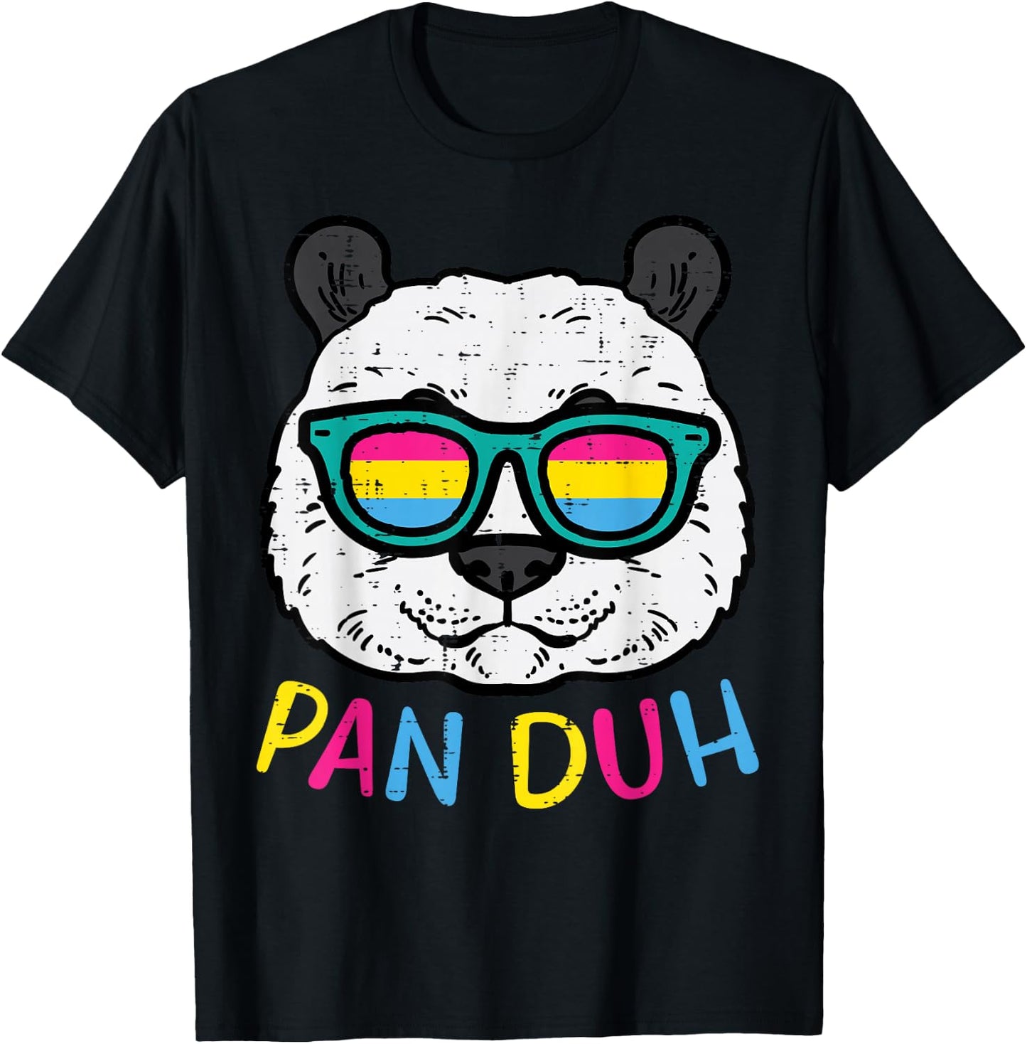 Pansexual Panda Pan Duh Funny Pride Flag Lgbt Men Women Kids T-Shirt - T-Shirt | Black