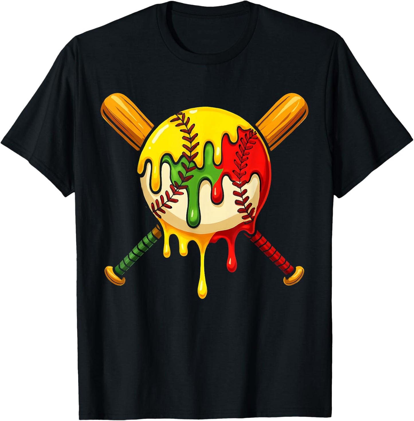 Baseball Drip Juneteenth Black Pride African American 1865 T-Shirt - T-Shirt | Black