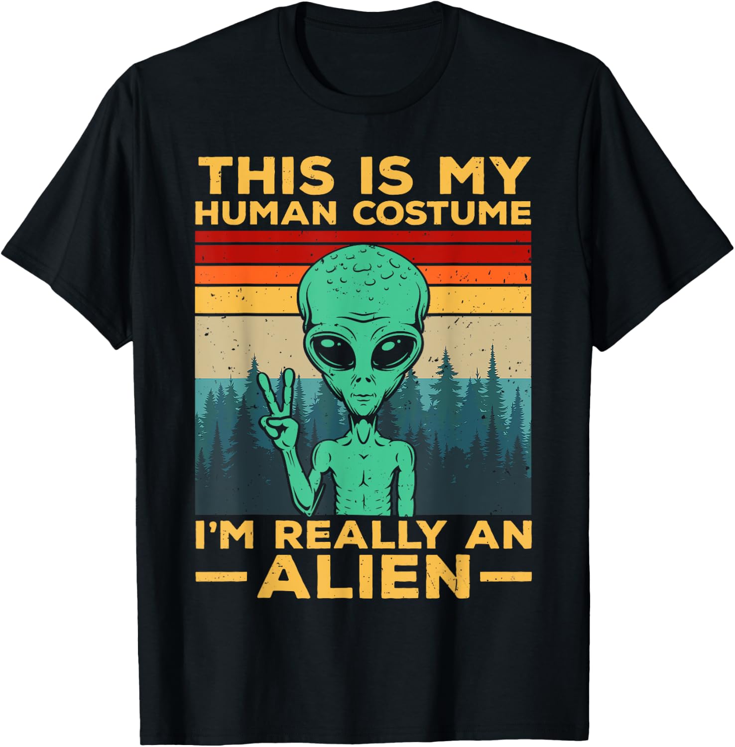Alien Costume Alien This Is My Human Costume Alien , black T-Shirt - T-Shirt | Black