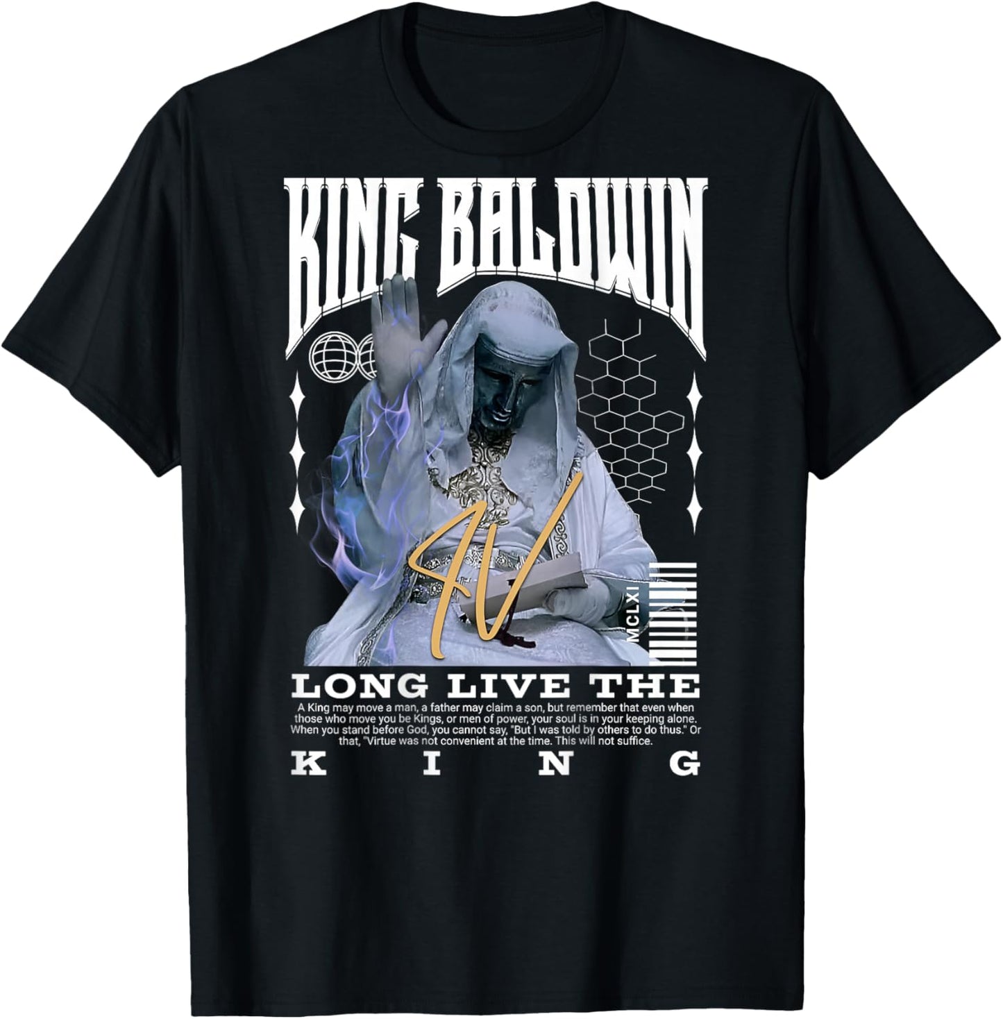 BACKPRINT King Baldwin IV , black T-Shirt - T-Shirt | Black