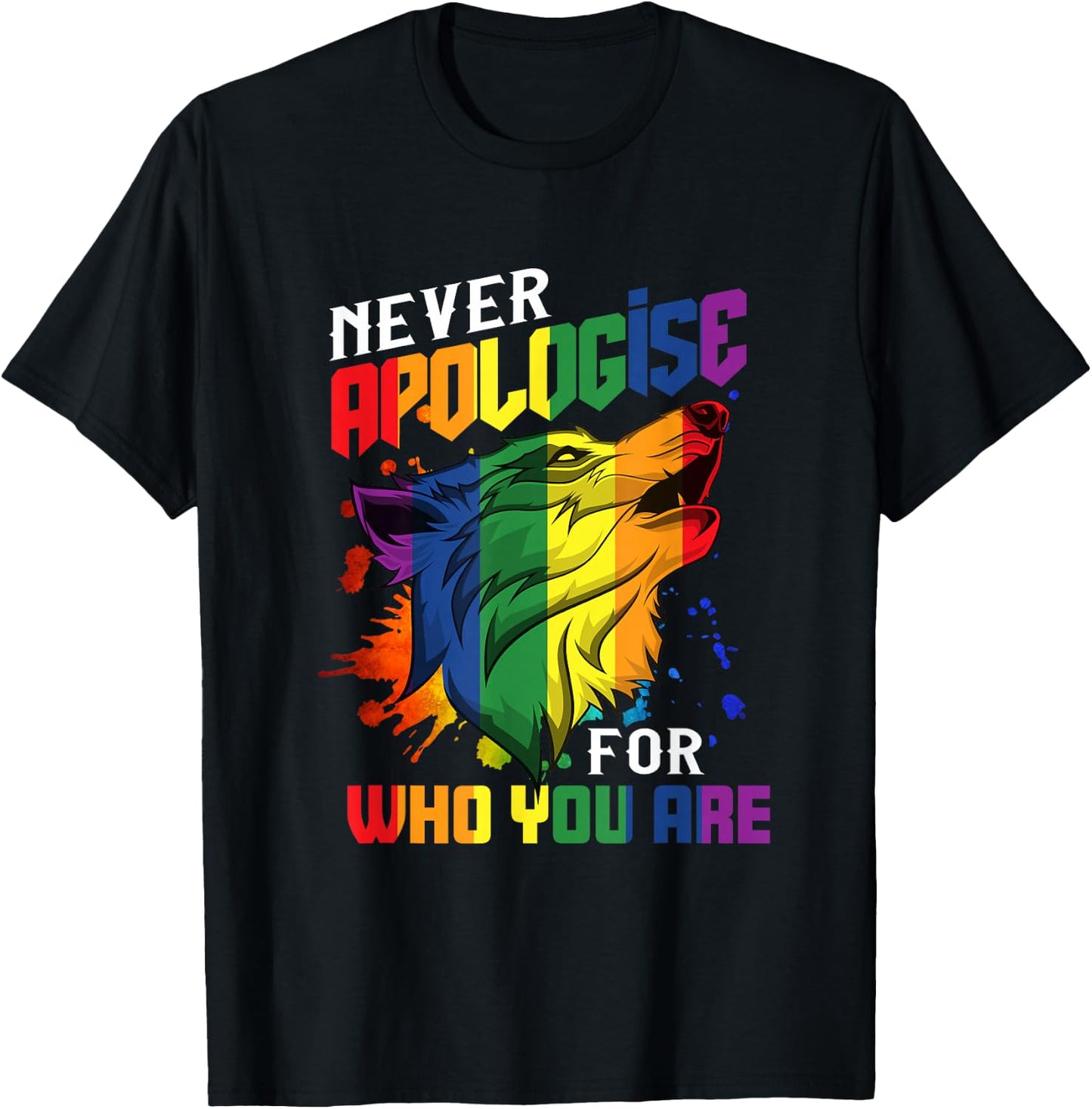 Schwule Wölfe Rainbow Wolfs Skin Gay Pride LGBT T-Shirt - T-Shirt | Black