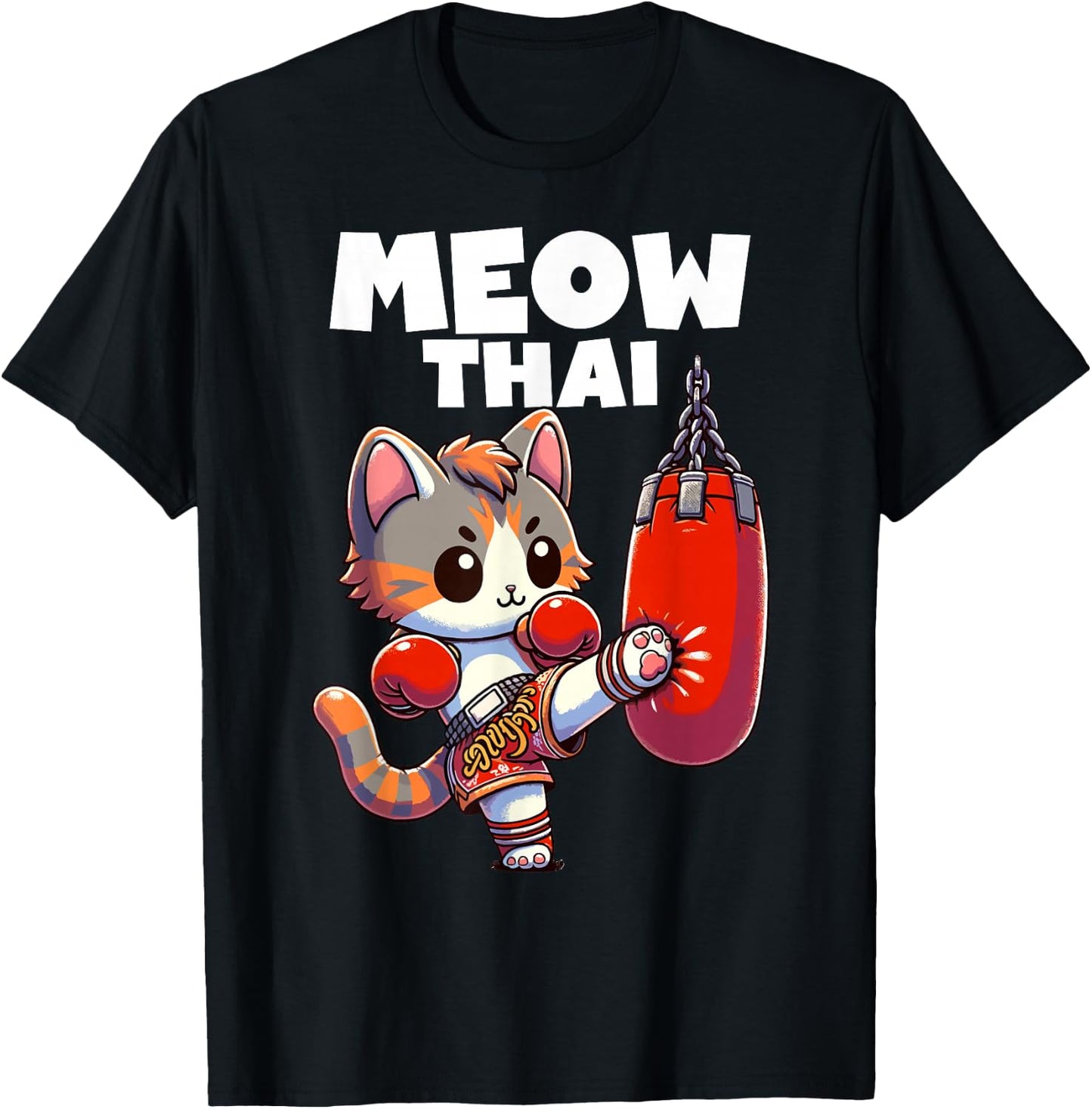 Muay Thai Cat Meow Thai Boxing Fighting Sport T-Shirt - T-Shirt | Black