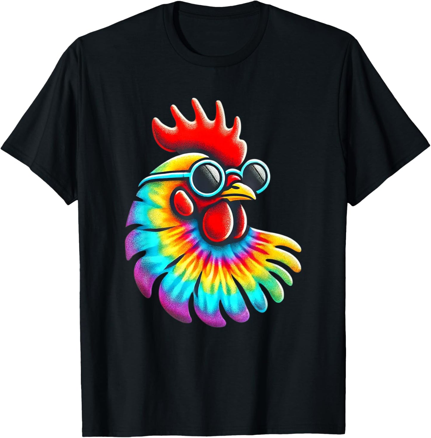 Tie Dye Art Sunglasses Farm Rooster Hen Poultry Chicken T-Shirt - T-Shirt | Black