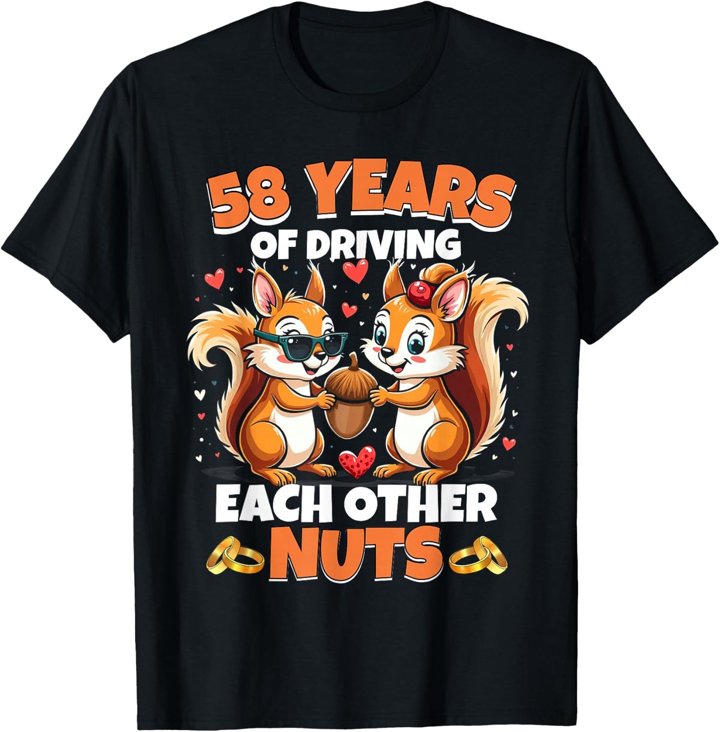 58th Wedding Anniversary 58 Years Of Driving Each Other Nuts T-Shirt - T-Shirt | Black