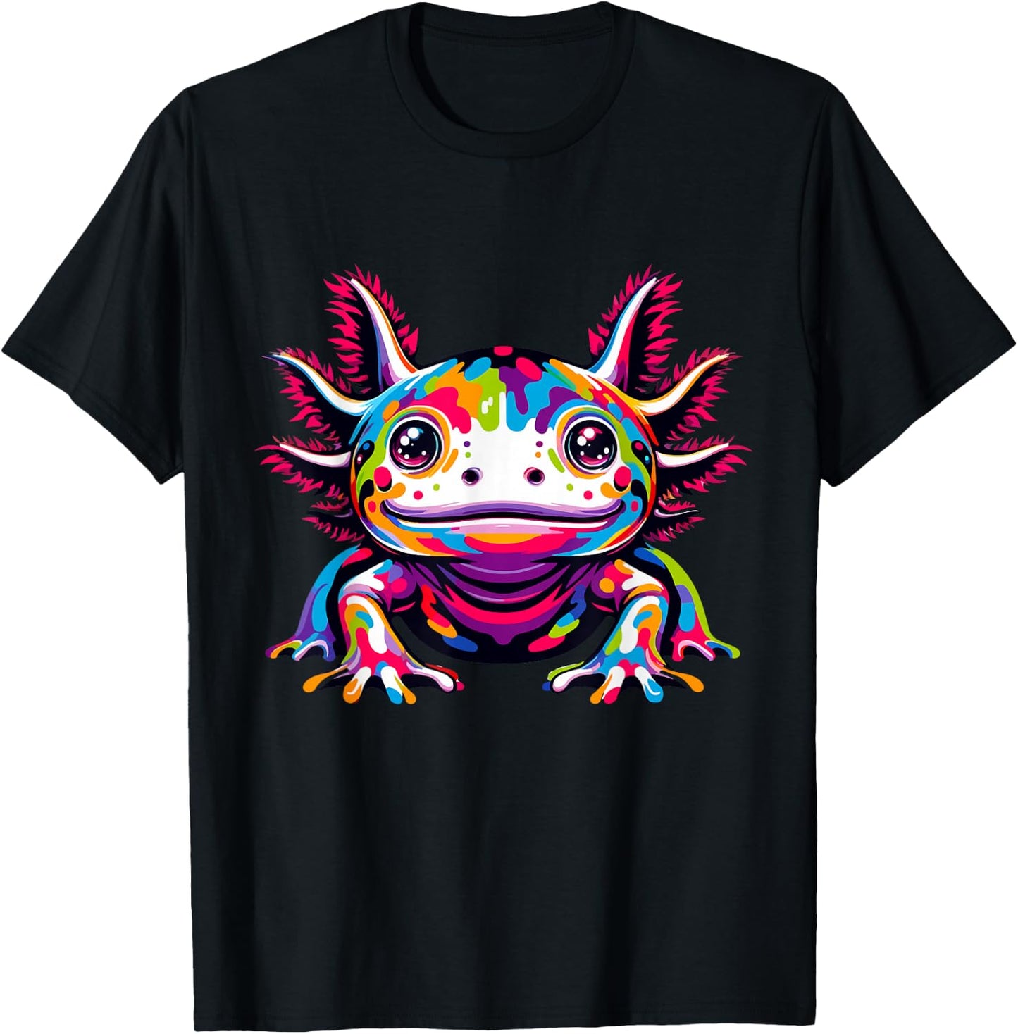 Axolotl rainbow Kawaii colorful love Axolotls herpetologist T-Shirt - T-Shirt | Black
