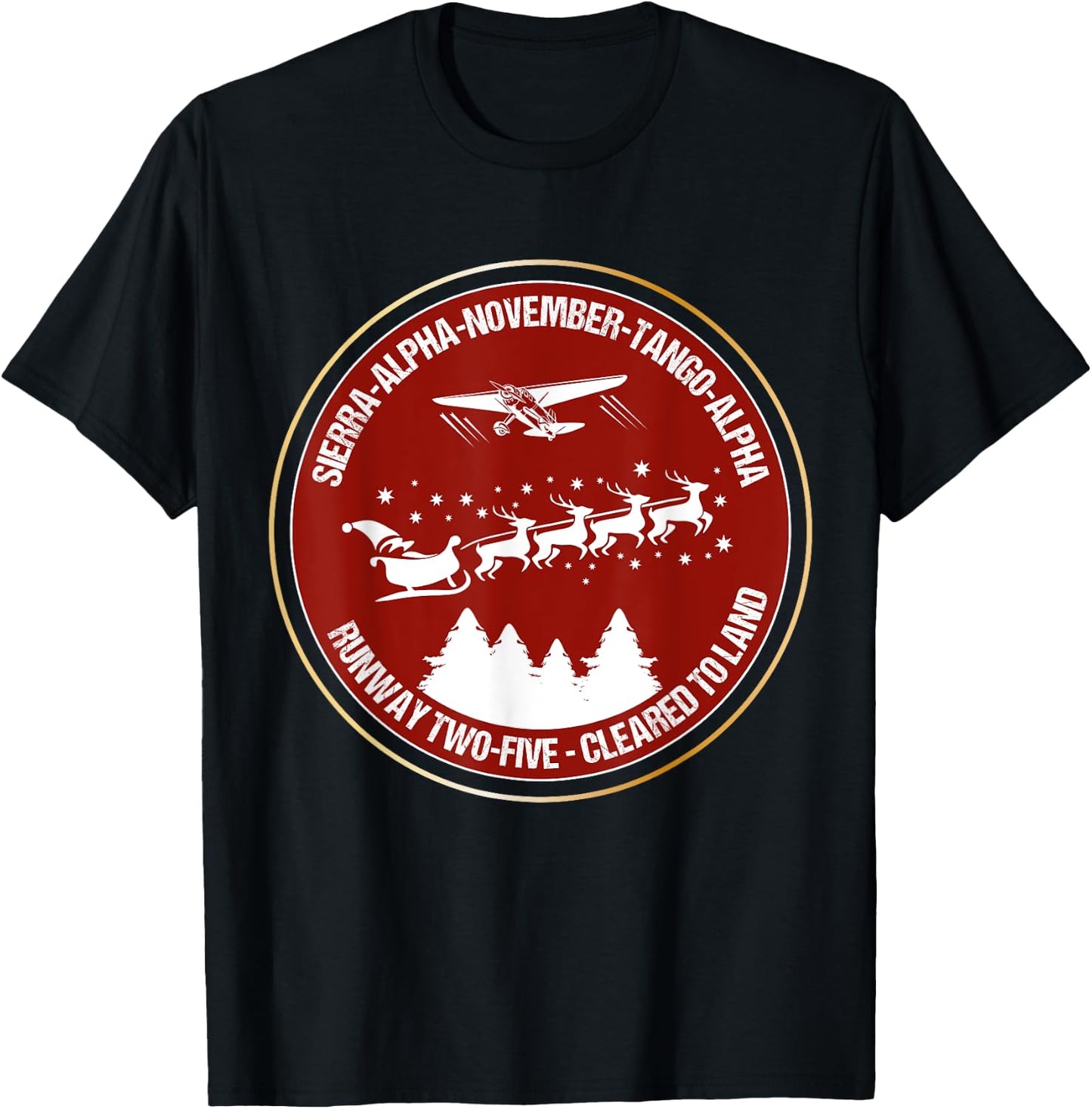 Funny Santa Airlines Christmas Gift Pilots Aviator T-Shirt - T-Shirt | Black