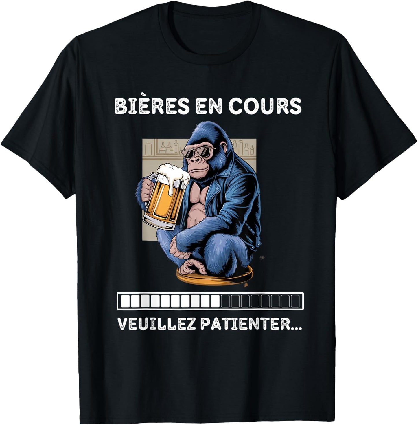 Gift beer aperitif humour man gorilla T-Shirt - T-Shirt | Black