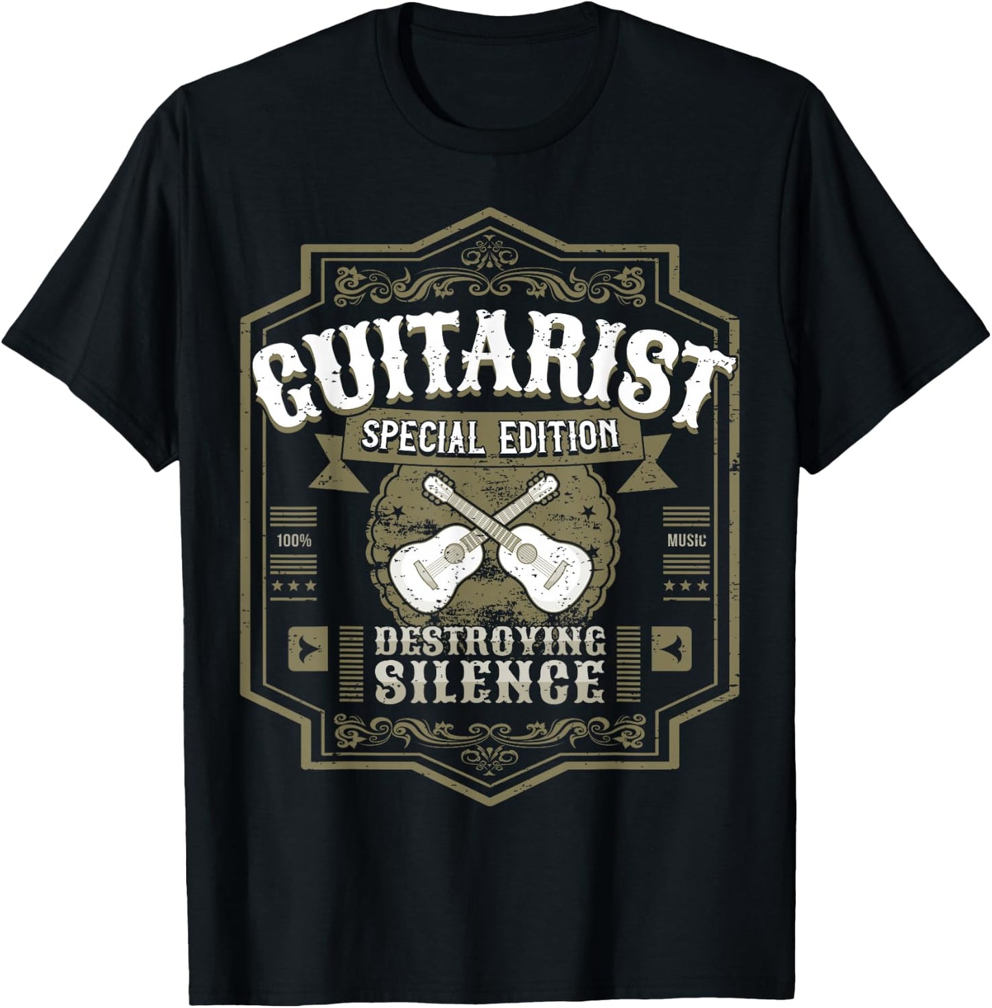 Guitarist Guitar Player Design I Destroying Silence Vintage T-Shirt - T-Shirt | Black