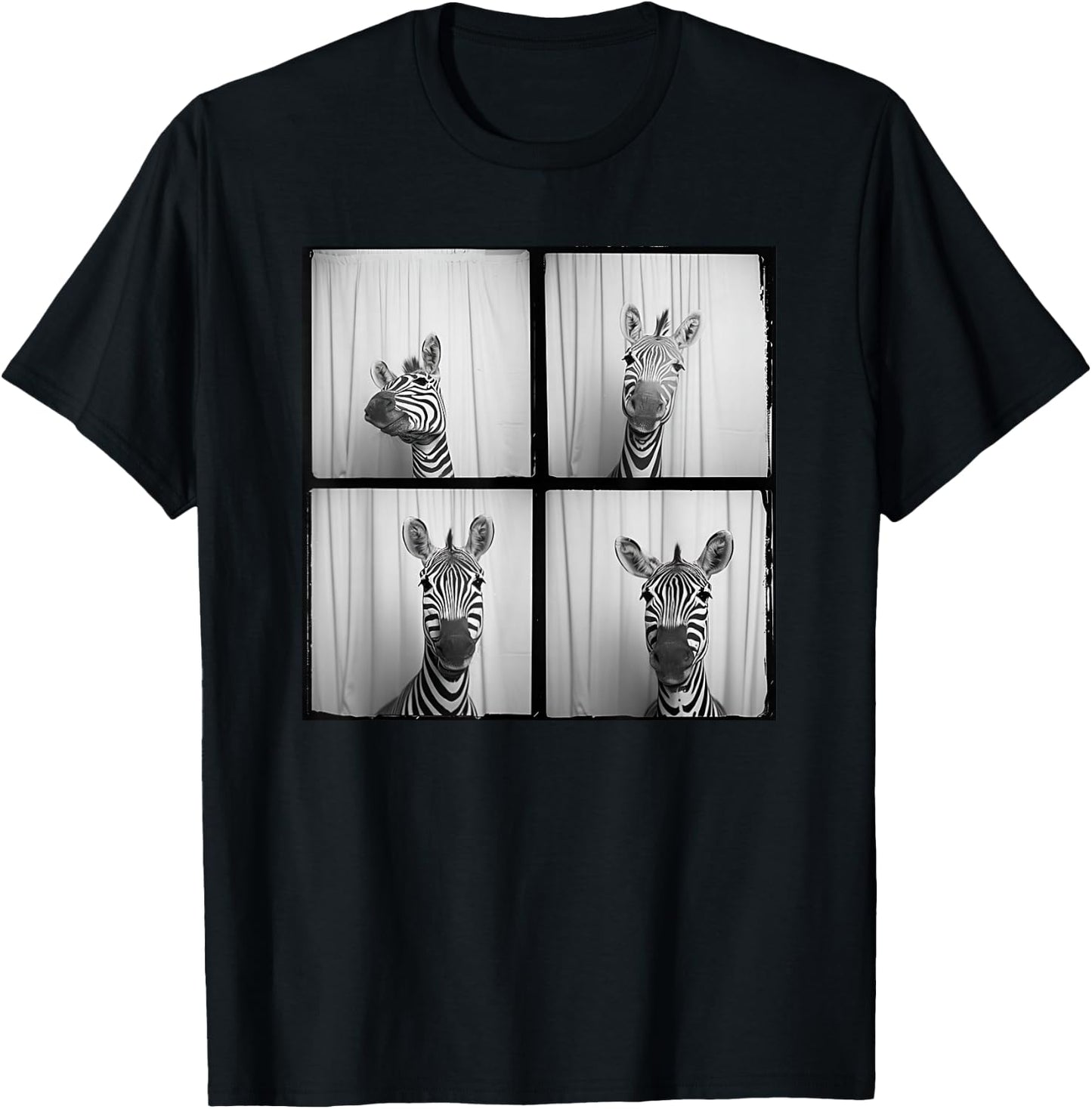 Cute Zebra Face Photobooth Safari Zoo Animal T-Shirt - T-Shirt | Black