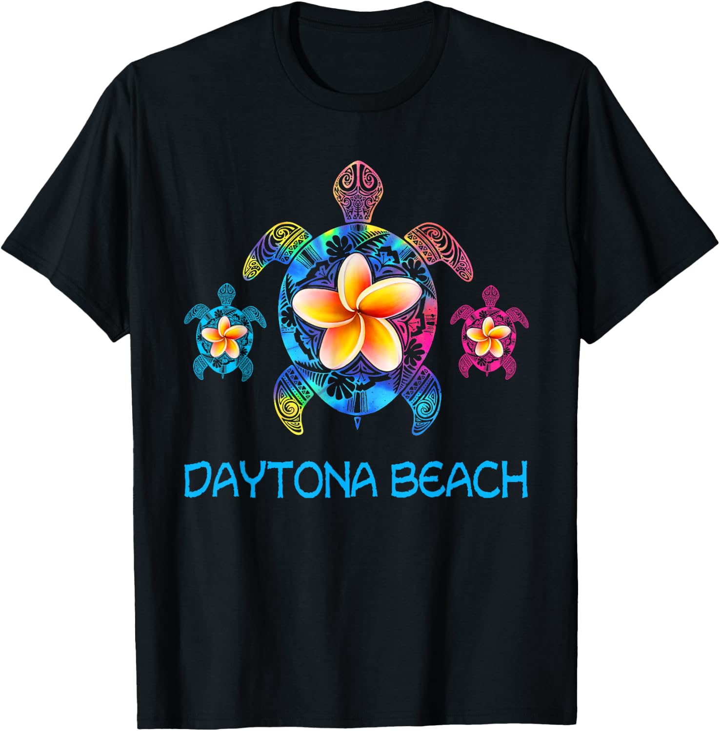 Daytona Beach Florida Tribal Tie Dye Sea Turtle T-Shirt - T-Shirt | Black