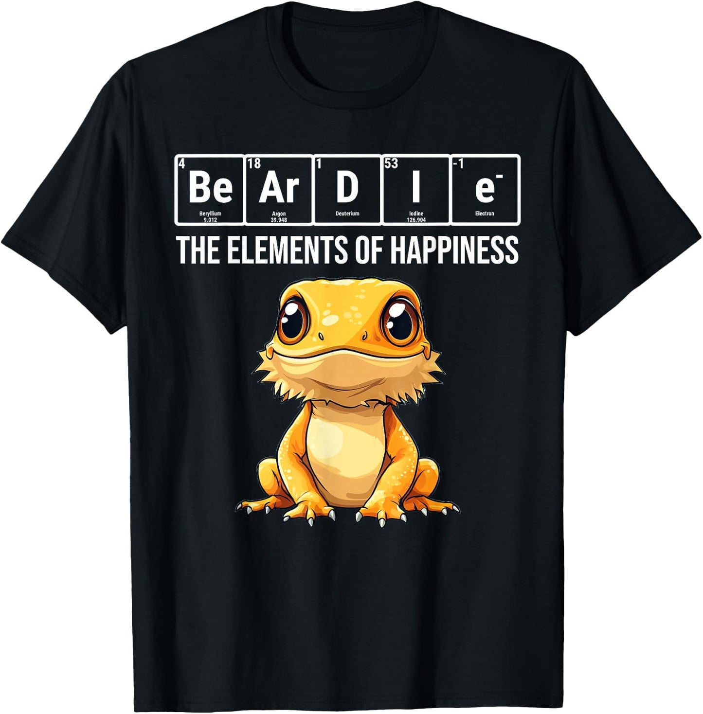 Beardie Periodic Table Elements Chemistry Bearded Dragon T-Shirt - T-Shirt | Black
