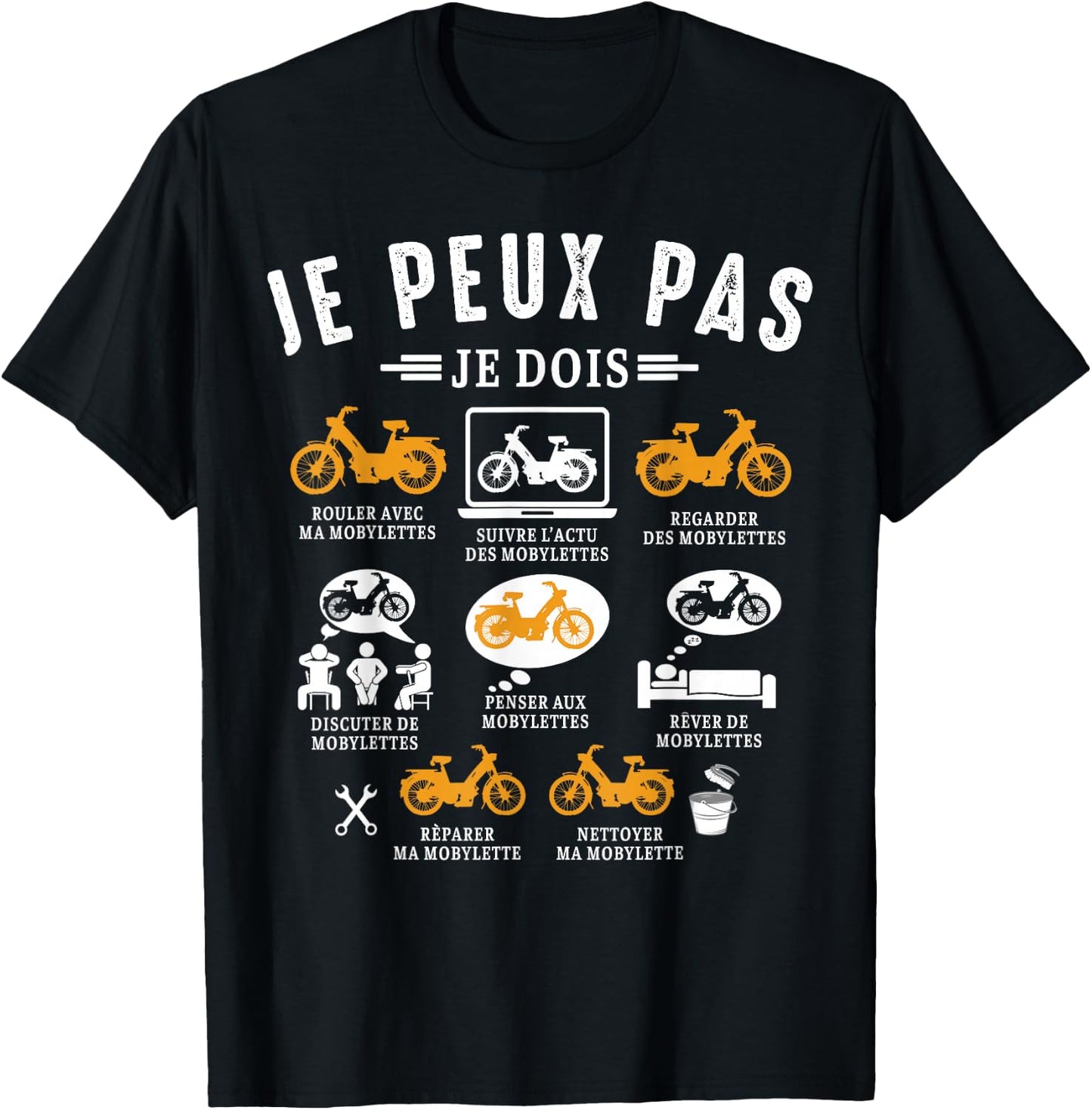 I Can I Must Moped Mob Mob Moped Humor , Black, S T-Shirt - T-Shirt | Black