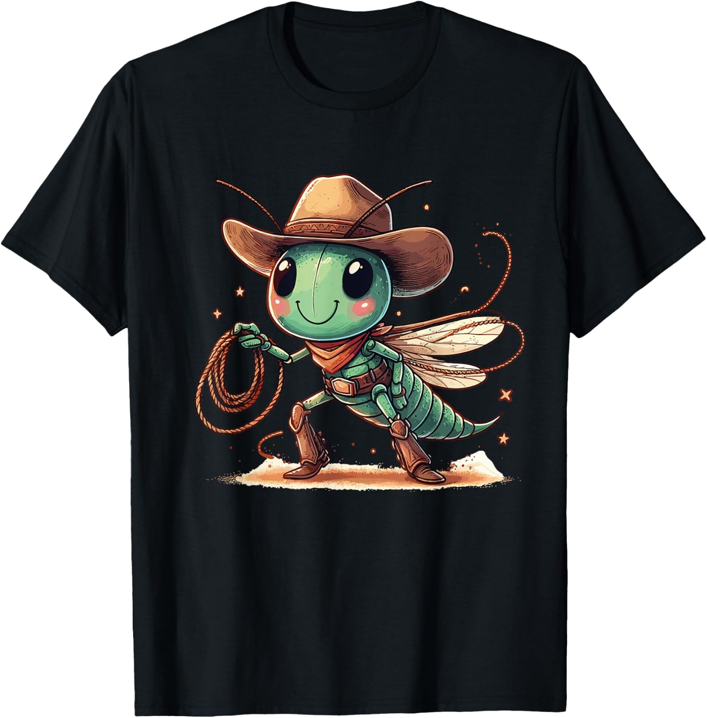 Western Rodeo Cowboy Hat Grasshopper Texas Animals T-Shirt - T-Shirt | Black