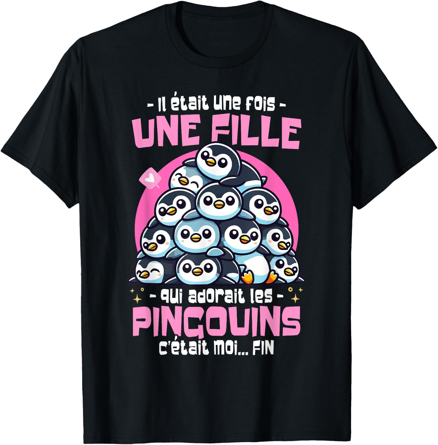 Penguin Was Once Upon a Time Woman Girl Loves Penguins , Black, S T-Shirt - T-Shirt | Black