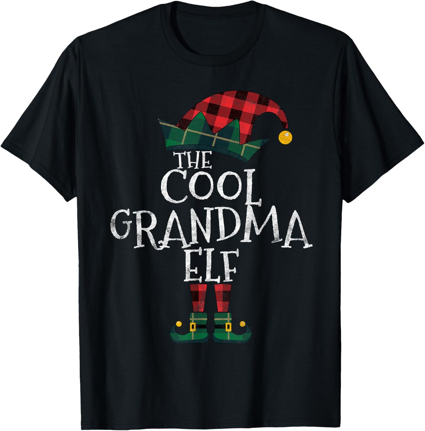 The Cool Grandma Elf Matching Family Group Gift Christmas T-Shirt - T-Shirt | Black