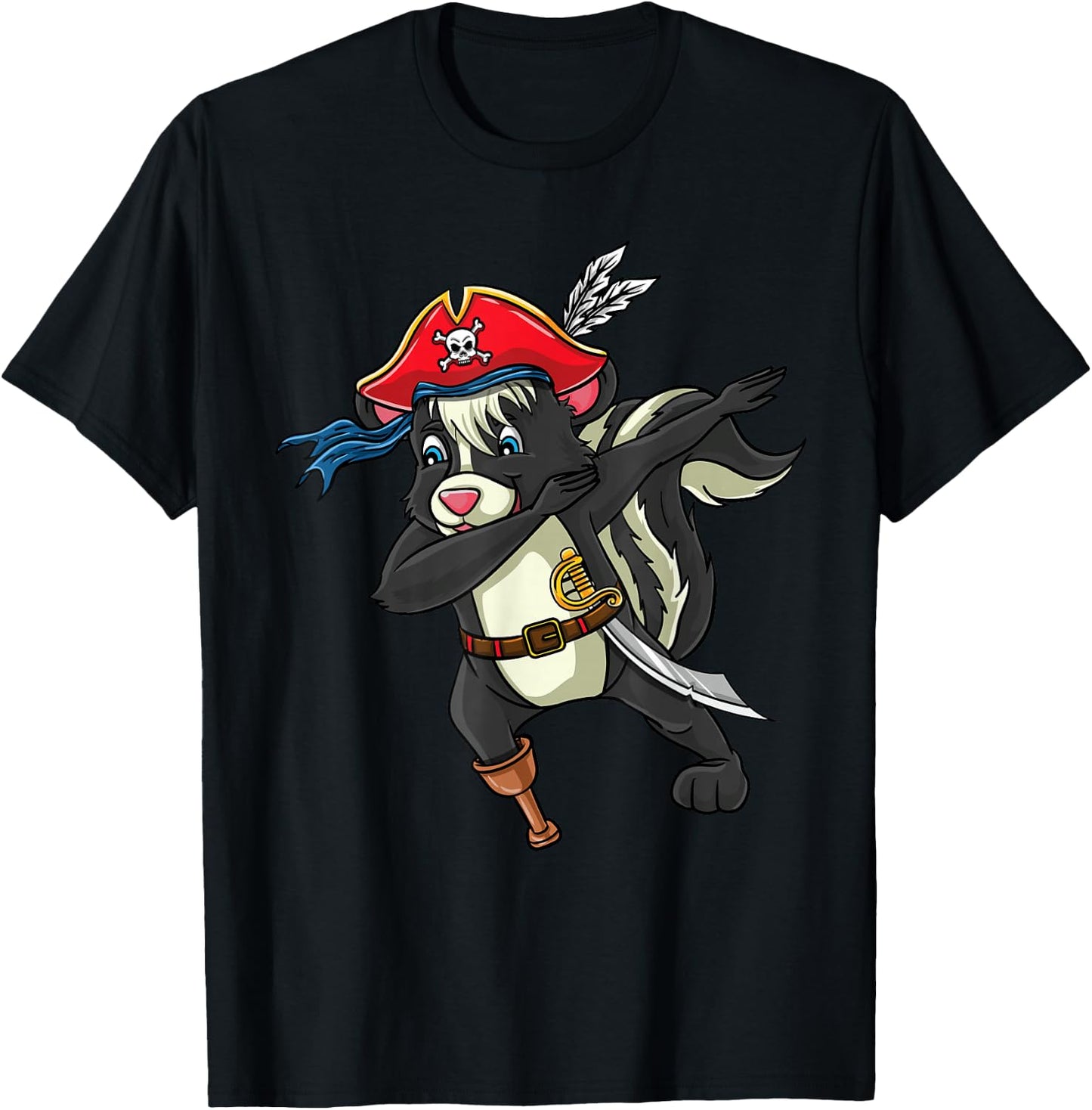 Dabbing Pirate Skunk Halloween T-Shirt - T-Shirt | Black