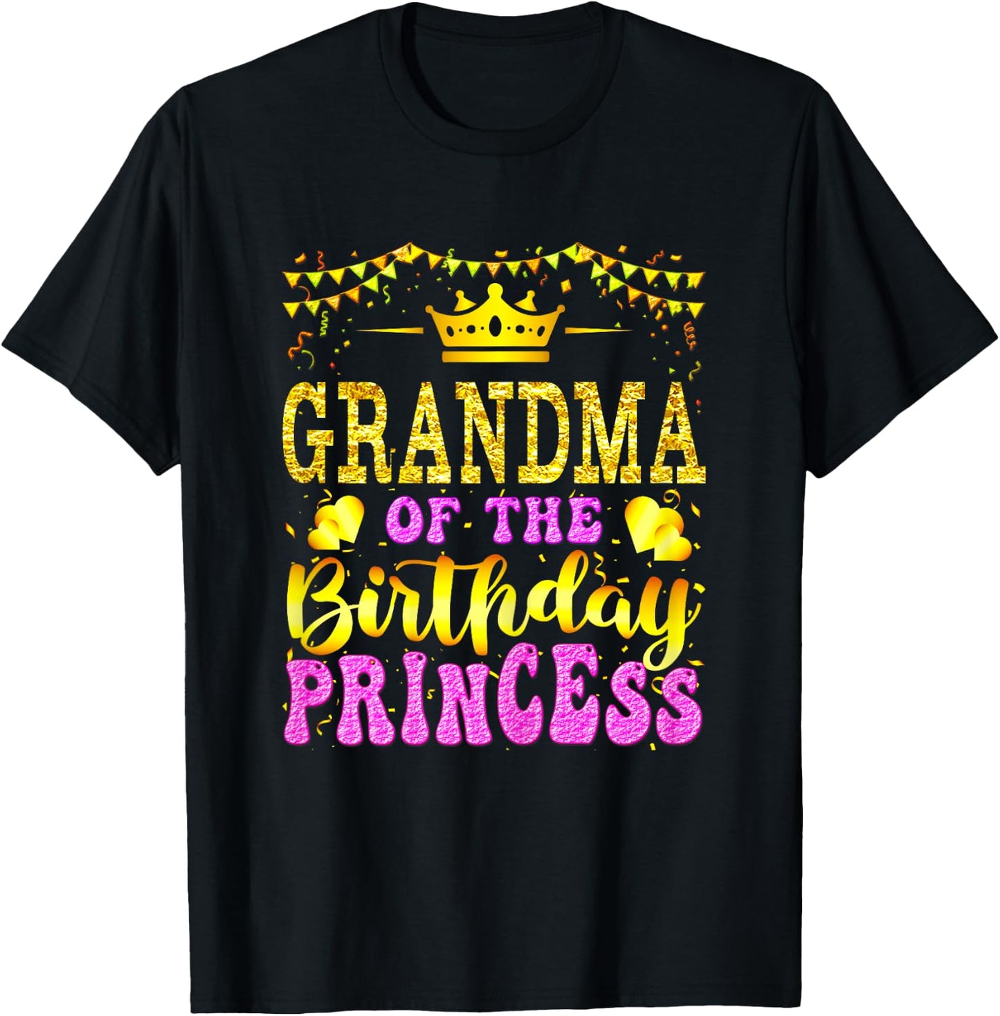 Grandma Of The Birthday Princess Party Matching Family T-Shirt - T-Shirt | Black