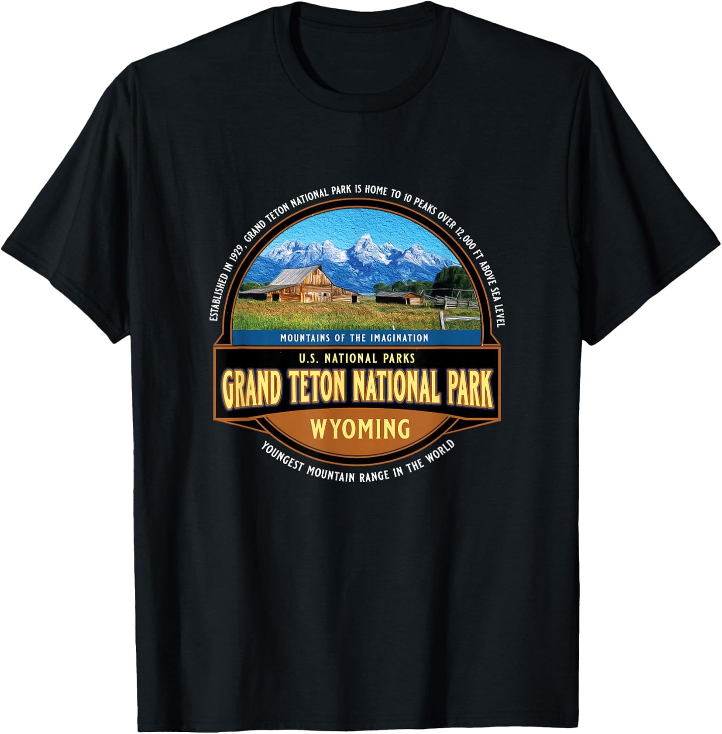 Grand Teton National Park Wyoming USA Mountains Souvenir T-Shirt - T-Shirt | Black