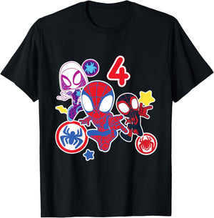 Children's Marvel Spidey and His Amazing Friends 4 Year Old Birthday , black T-Shirt - T-Shirt | Black