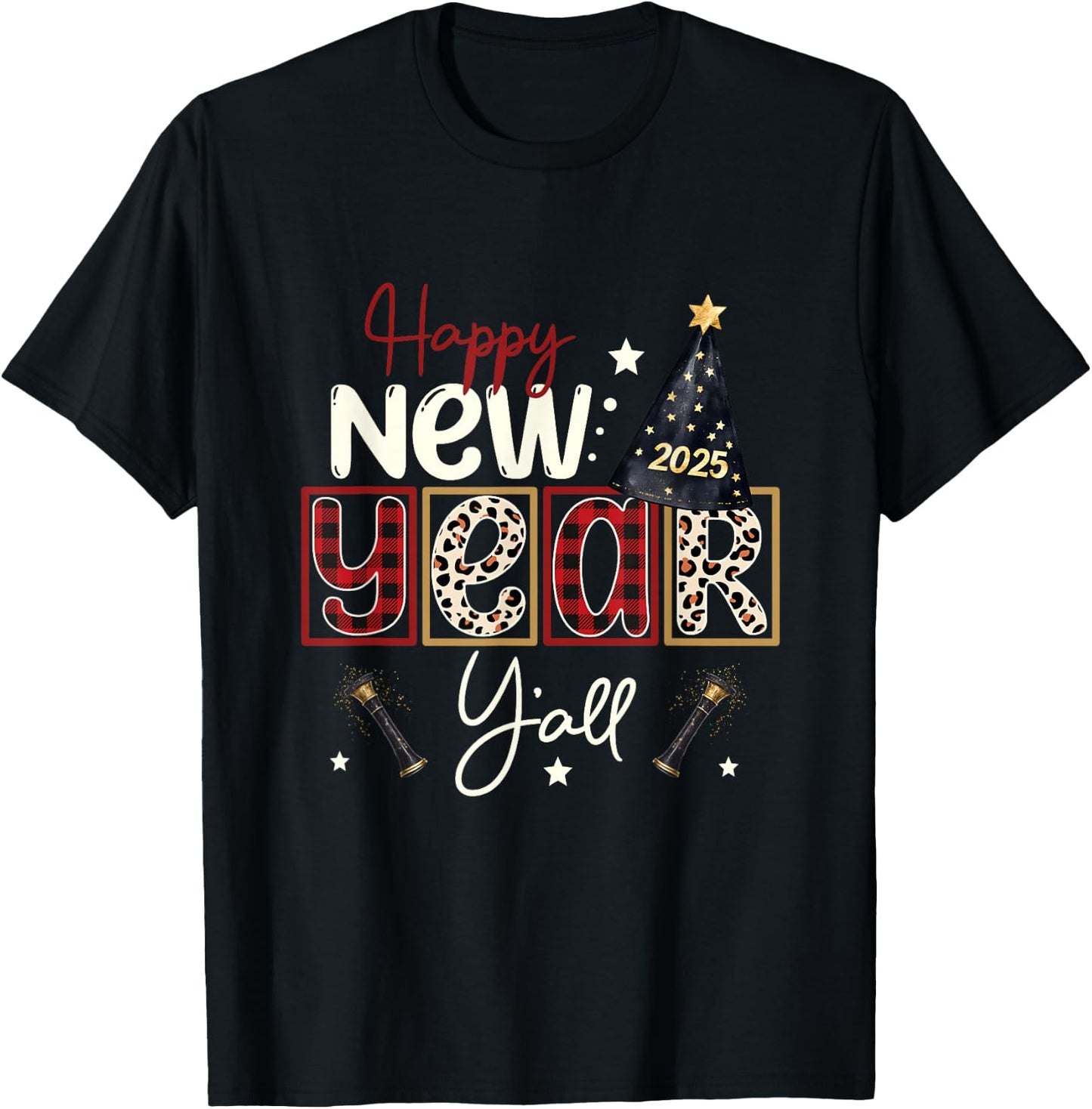 Happy New Year 2025 Men Women Kids New Years Eve T-Shirt - T-Shirt | Black
