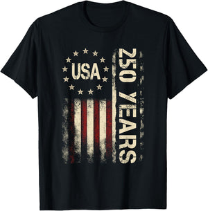 250 Years American 250th Anniversary 1776-2026 4th of July T-Shirt - T-Shirt | Black