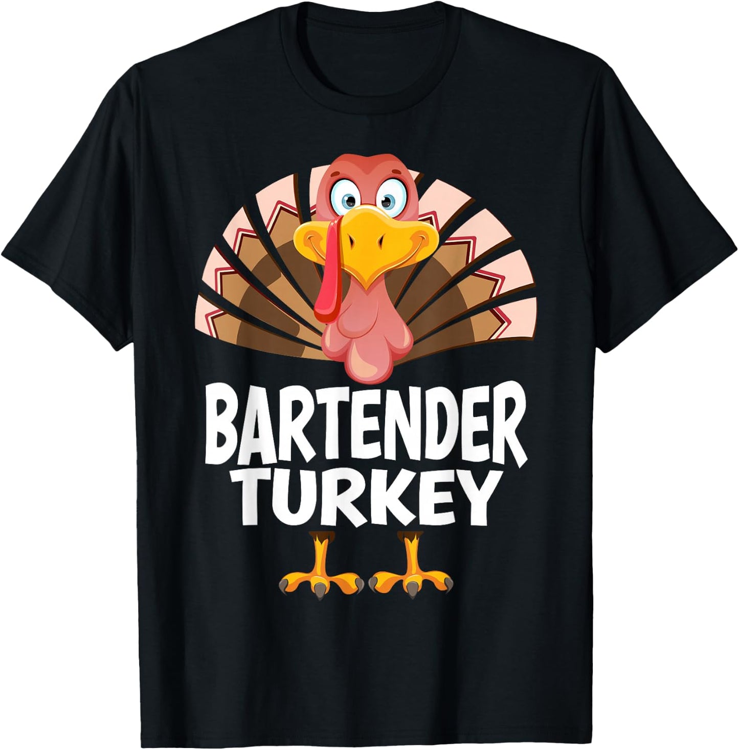 Thanksgiving Bartender Turkey Matching Pajama T-Shirt - T-Shirt | Black