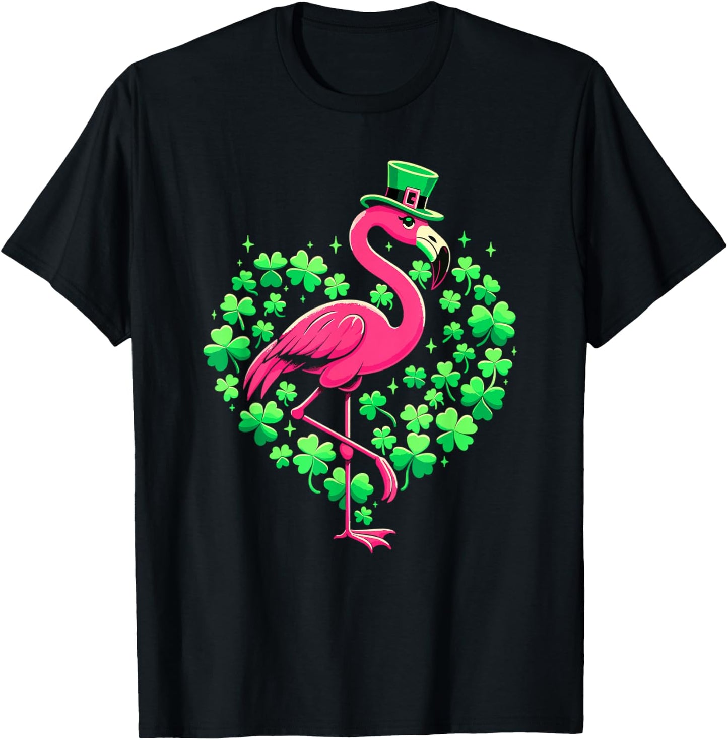 St Patricks Day Irish Flamingo T-Shirt - T-Shirt | Black