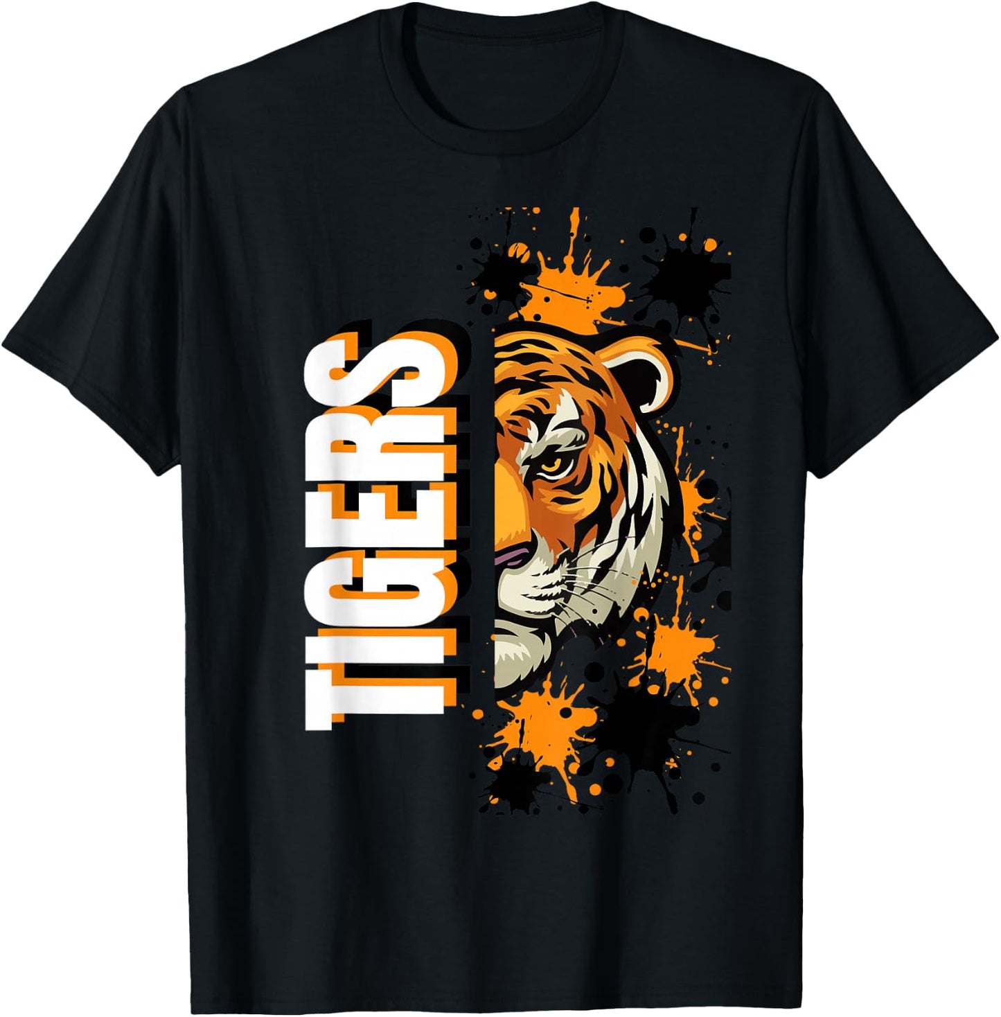 Tigers School Spirit Tiger Mascot Orange Black T-Shirt - T-Shirt | Black