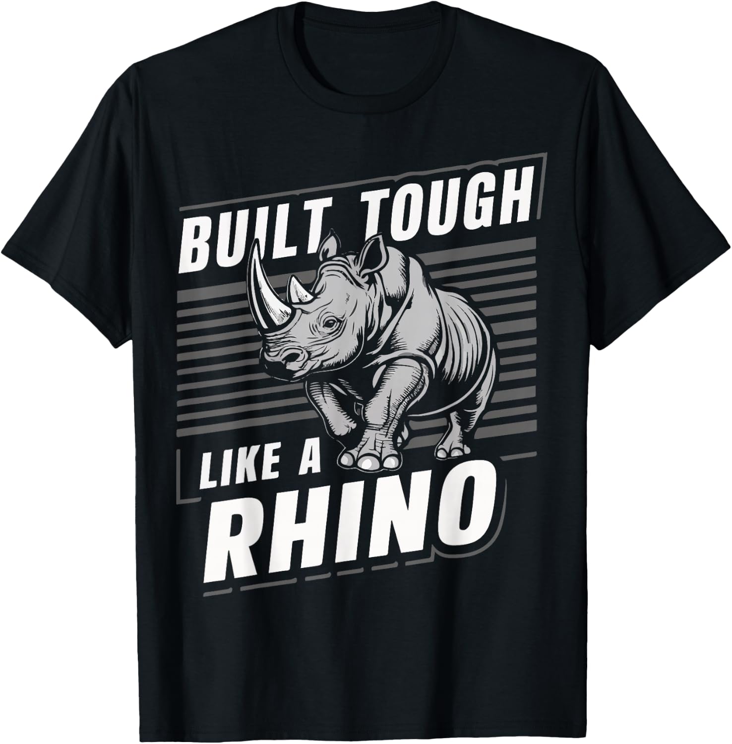 Rhino Built Tough Like A Rhino Zoo Animal Rhinos T-Shirt - T-Shirt | Black
