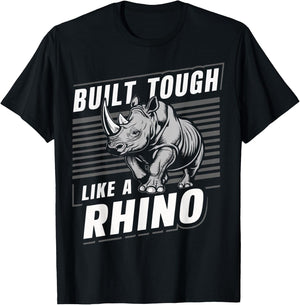 Rhino Built Tough Like A Rhino Zoo Animal Rhinos T-Shirt - T-Shirt | Black