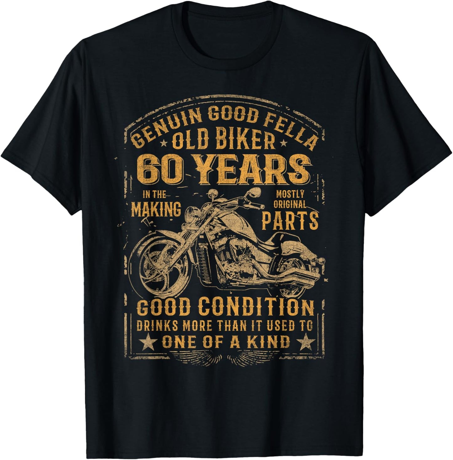 Old Biker 60 Years In The Making 60th Birthday Biker T-Shirt - T-Shirt | Black