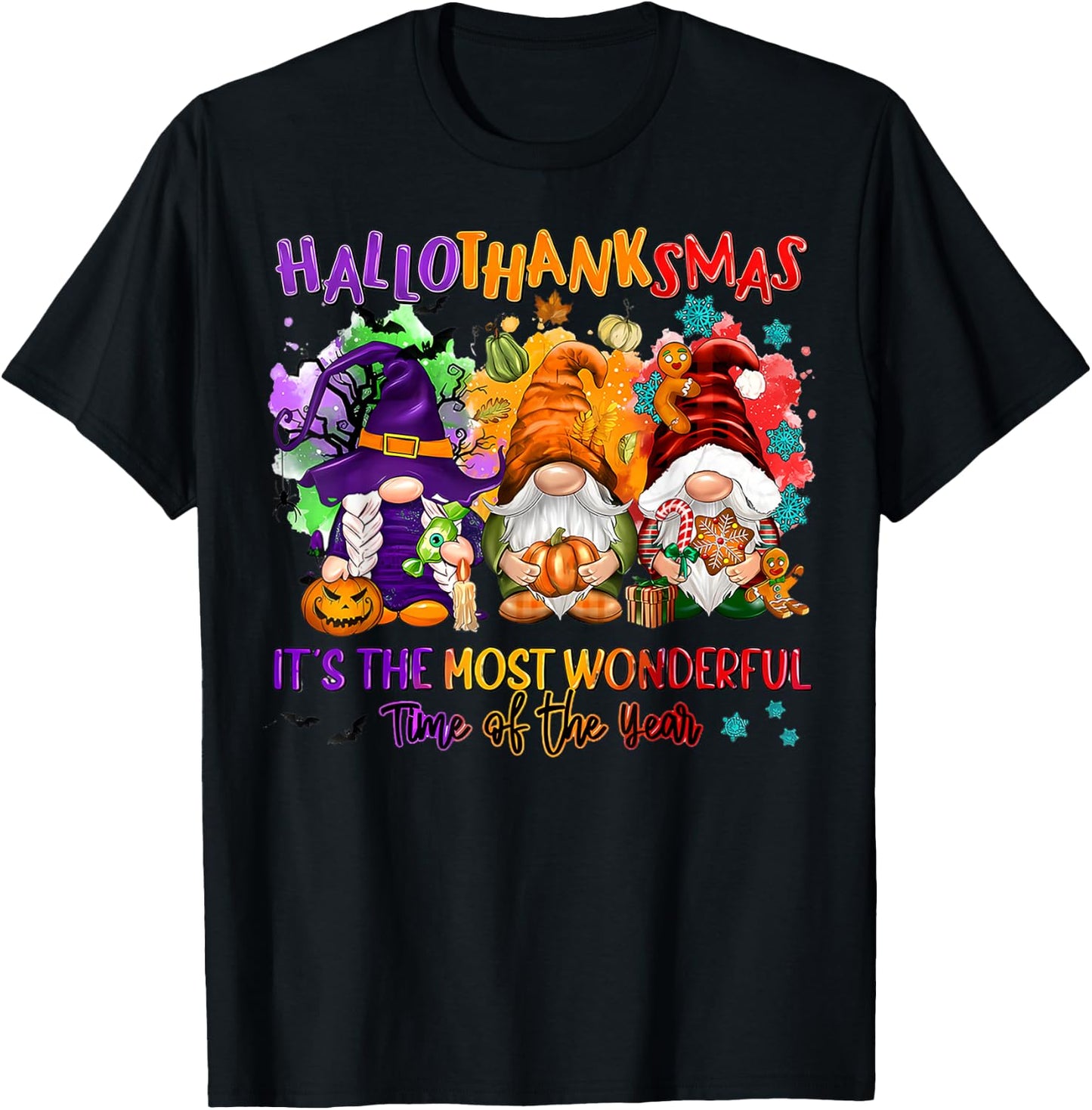 Hallothanksmas It's The Most Wonderful Time Of The Year T-Shirt - T-Shirt | Black