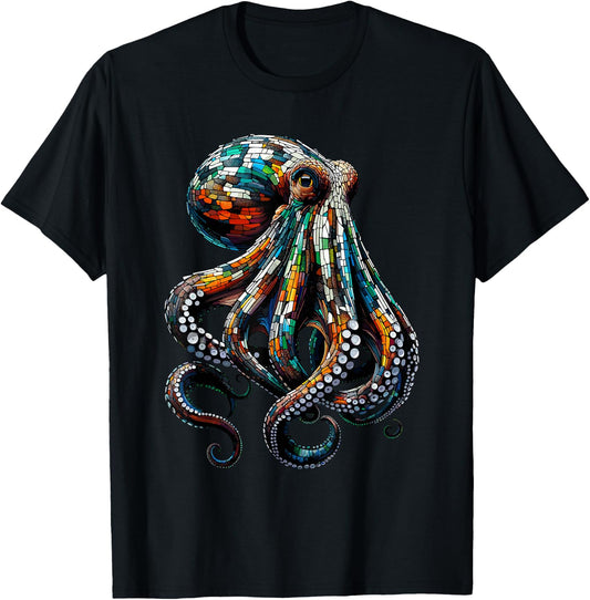 Polygon Art Octopus Lover Octopusses T-Shirt - T-Shirt | Black