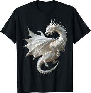 Mythical illustration of the white dragon , Black, S T-Shirt - T-Shirt | Black