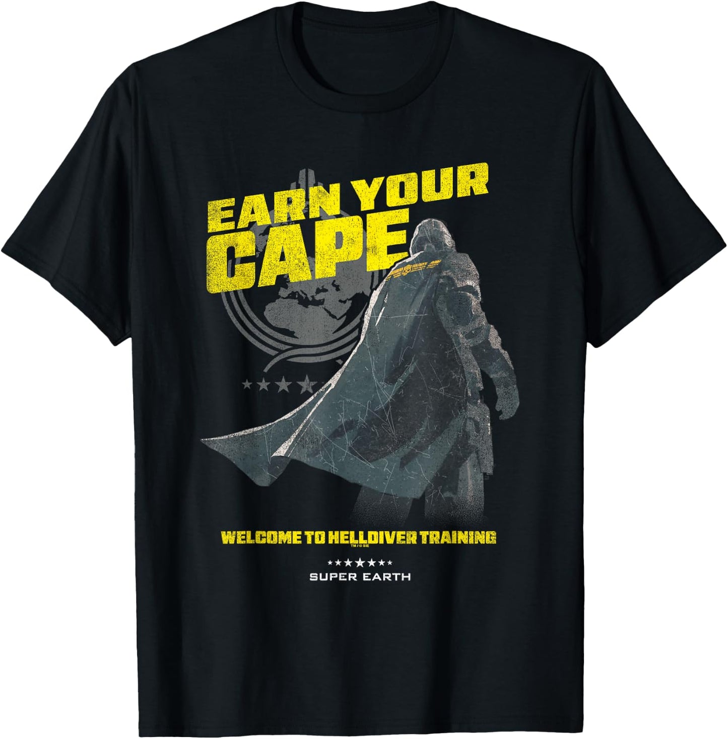 Helldivers 2 Earn Your Cape Super Earth Training Video Game T-Shirt - T-Shirt | Black