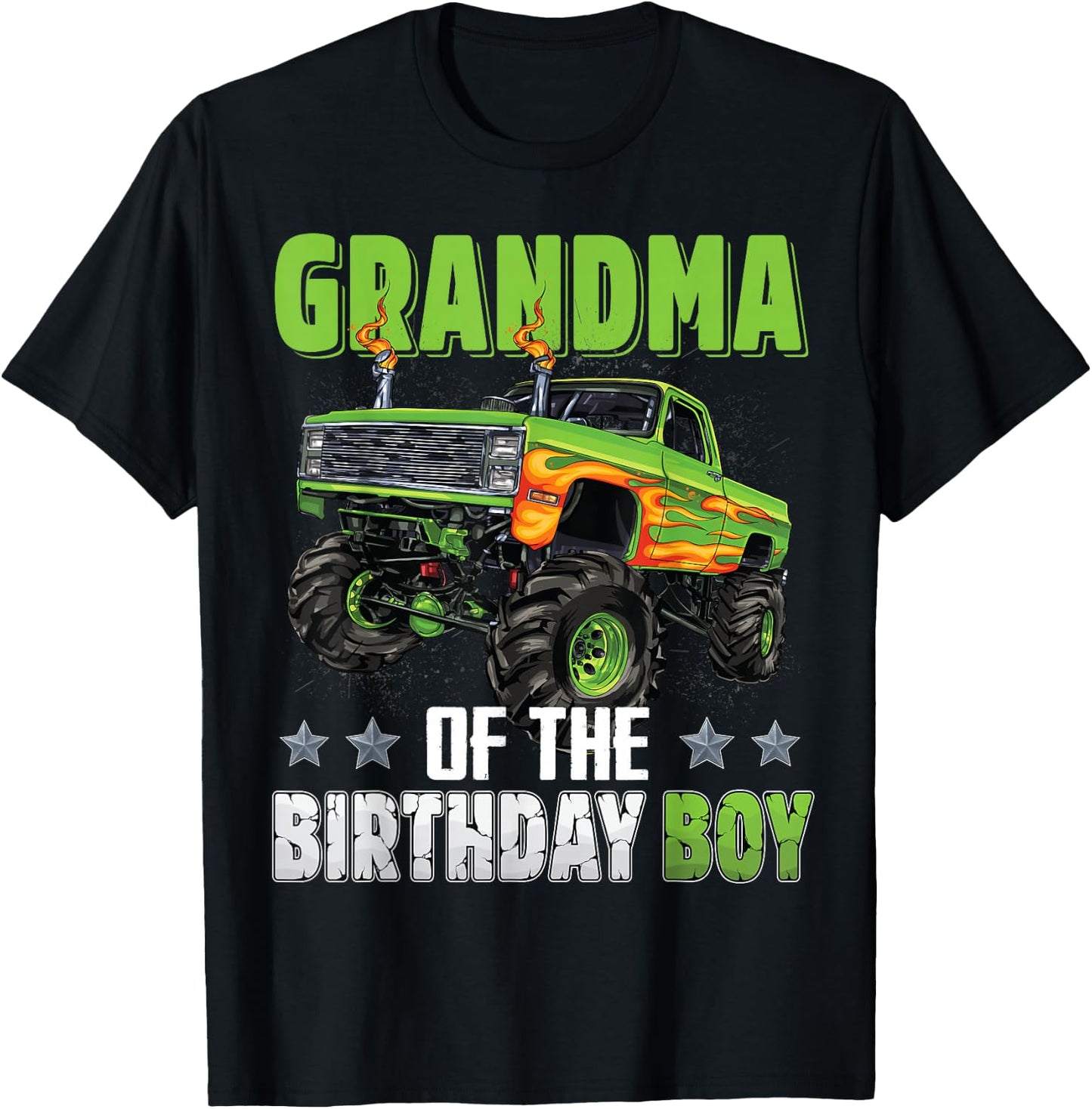 Grandma of Birthday Boy Monster Truck Car Family Matching T-Shirt - T-Shirt | Black