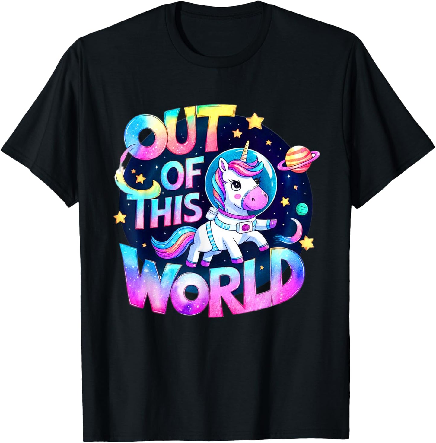 Aventure Kawaii Astronaute Licorne T-Shirt - T-Shirt | Black