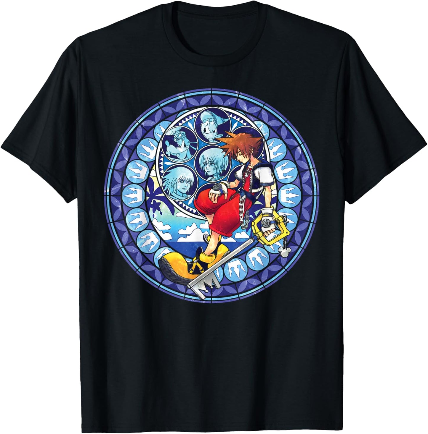 Disney Kingdom Hearts Sora Stained Glass T-Shirt - T-Shirt | Black
