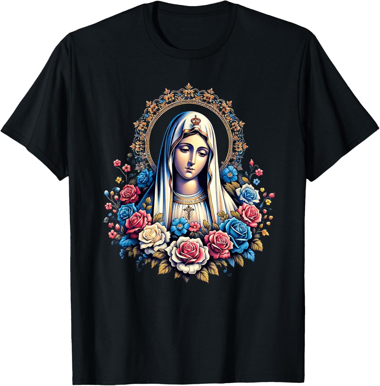 Our Lady of Fatima Saint Mary Mother Mary Powerful Symbol , Black, S T-Shirt - T-Shirt | Black
