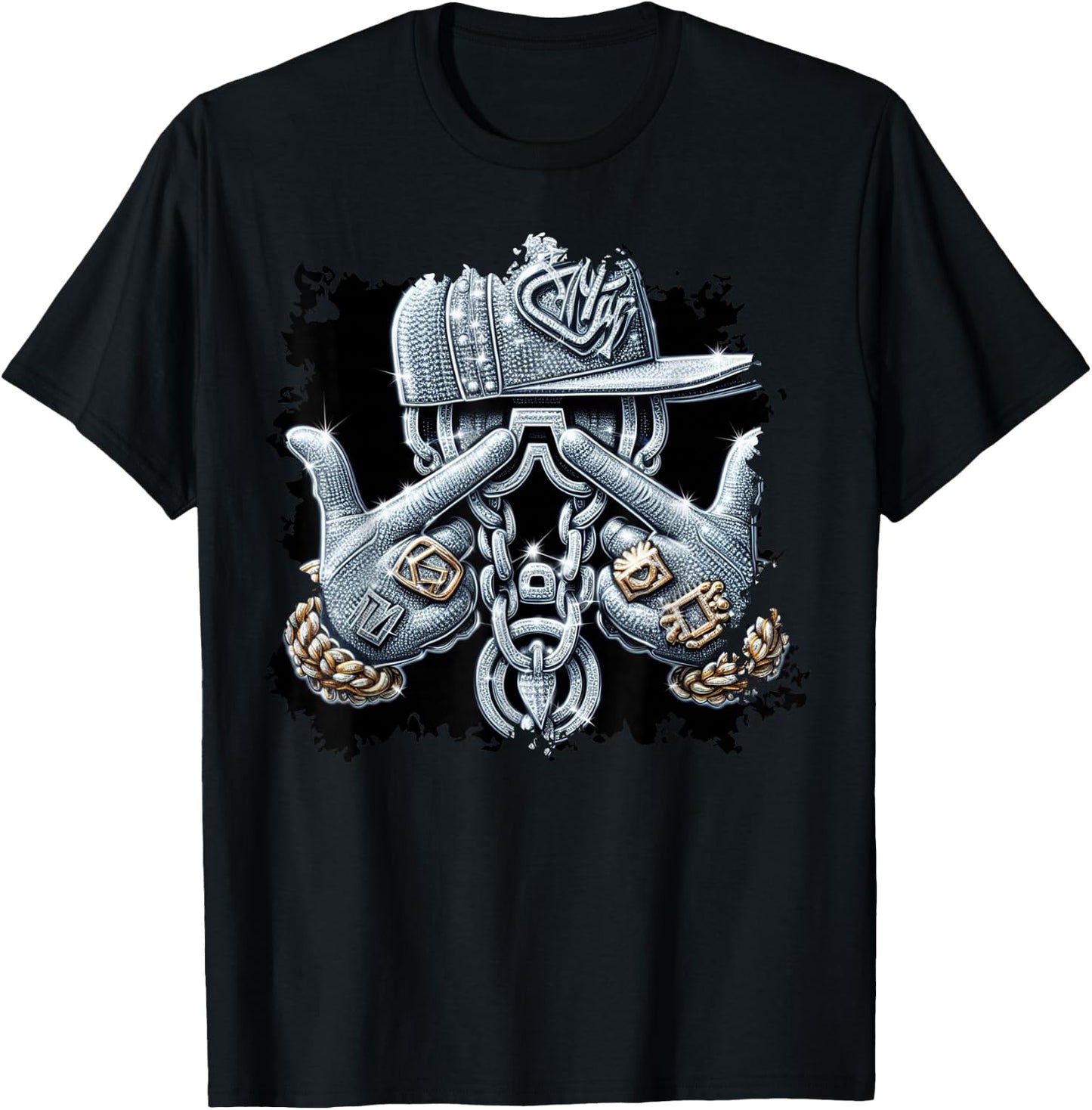 Hip Hop Gangster Bling Rapper , black T-Shirt - T-Shirt | Black