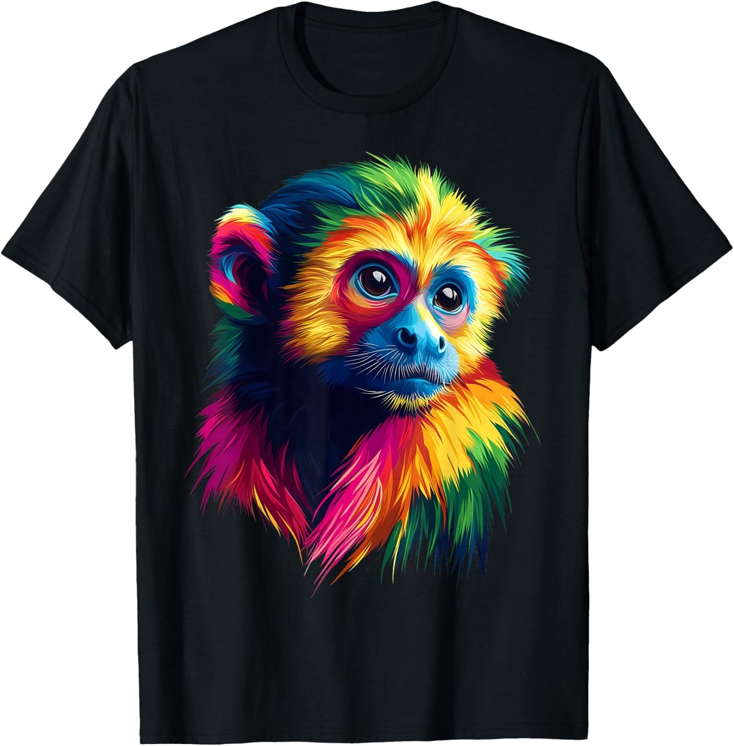 Colorful Capuchin Monkey Cute Rainforest Jungle Animal Black T-Shirt - T-Shirt | Black